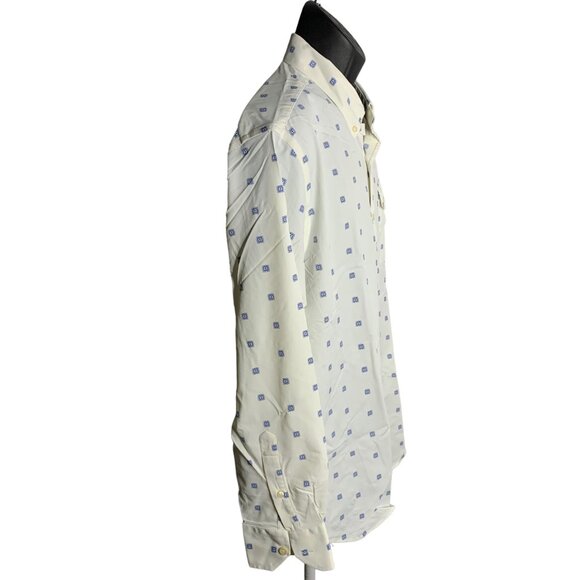 Cremieux Performance Button Down Shirt XL White Nylon Geometric Stretch Pocket - Picture 5 of 6